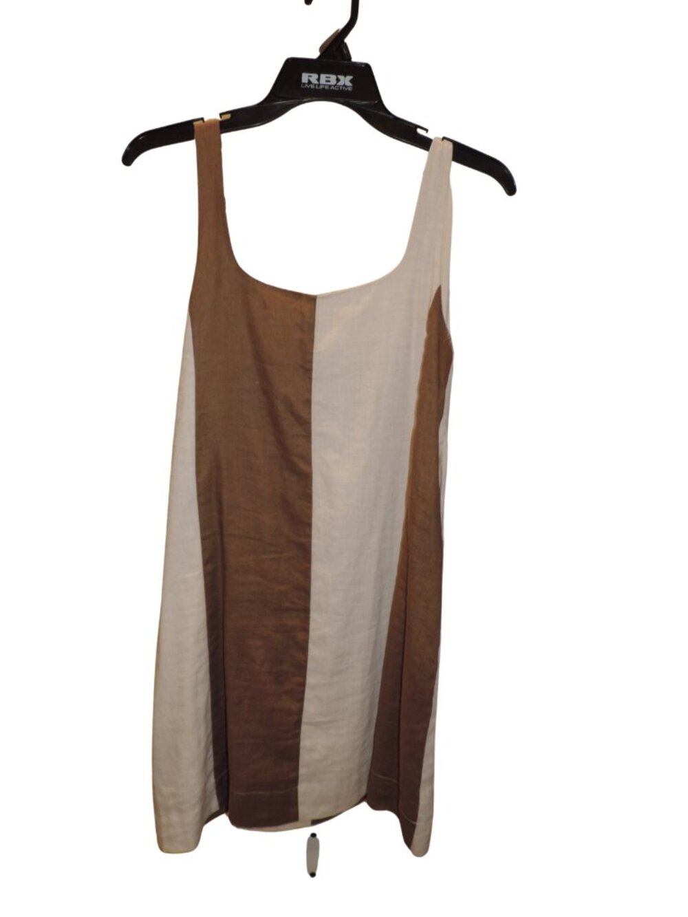 Sleeveless Brown and Cream Stripe Dress